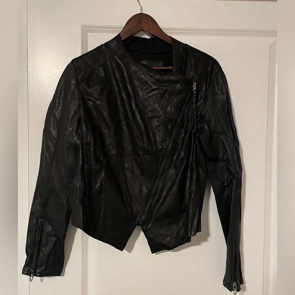 BlankNYC Venom Faux Leather Drape Front Jacket - Size M